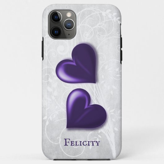 Coques Case-Mate iPhone Coeurs pourpres Personnalisés (Dos)