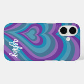 Coques Case-Mate iPhone Coeurs psychédéliques Calligraphie Nom du script P (Verso (horizontal))