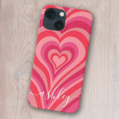 Coques Case-Mate iPhone Coeurs psychédéliques Calligraphie Nom du script P