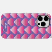 Coques Case-Mate iPhone Coeurs rayés Motif rose Magenta Purple Nom (Verso (horizontal))