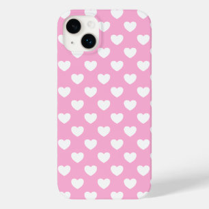 Coque Pour iPhone 14 Plus Coeurs Rose Et Blanc Féminins