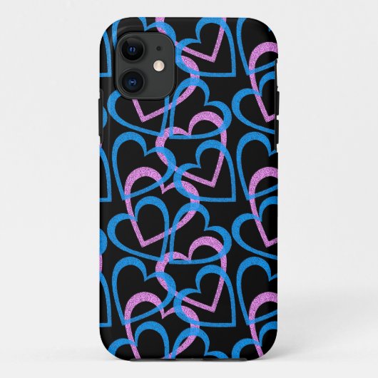 Coques Case-Mate iPhone Coeurs rose et bleu Motif Abstrait (Dos)