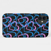 Coques Case-Mate iPhone Coeurs rose et bleu Motif Abstrait (Dos (Horizontal))