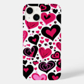 Coques Case-Mate iPhone Coeurs rose et noir mignons (Verso)