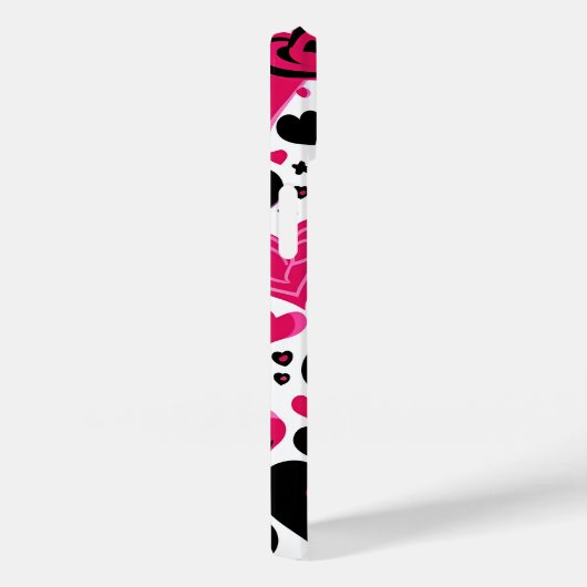 Coques Case-Mate iPhone Coeurs rose et noir mignons (Verso / Droite)