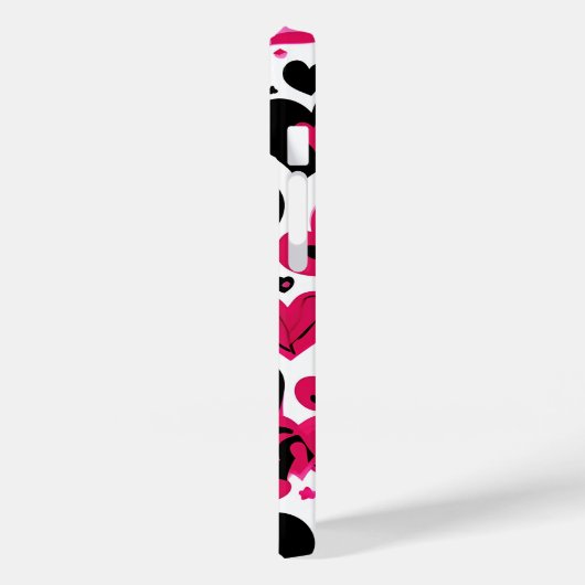 Coques Case-Mate iPhone Coeurs rose et noir mignons (Verso / Gauche)