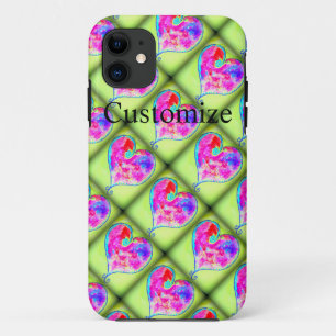 Case-Mate iPhone Case coeurs roses diamants verts