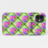 Coques Case-Mate iPhone coeurs roses diamants verts (Dos (Horizontal))