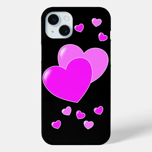 Coques Case-Mate iPhone Coeurs roses en noir (Verso)