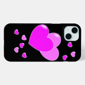 Coques Case-Mate iPhone Coeurs roses en noir (Verso (horizontal))