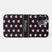 Coques Case-Mate iPhone Cœurs roses modernes sur fond noir (Dos (Horizontal))