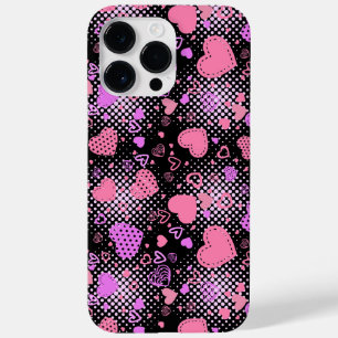 Coque Pour Pour iPhone 14 Pro Max Coeurs roses Motif 01 Black BG