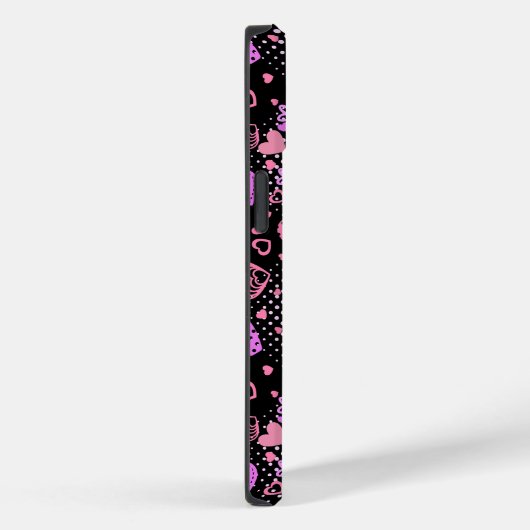 Coques Case-Mate iPhone Coeurs roses Motif 01 Black BG (Verso / Droite)