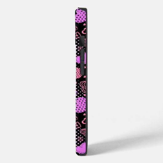 Coques Case-Mate iPhone Coeurs roses Motif 01 Black BG (Verso / Gauche)