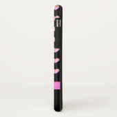 Coques Case-Mate iPhone Coeurs roses, ruban et calligraphie sur noir (Dos/Gauche)