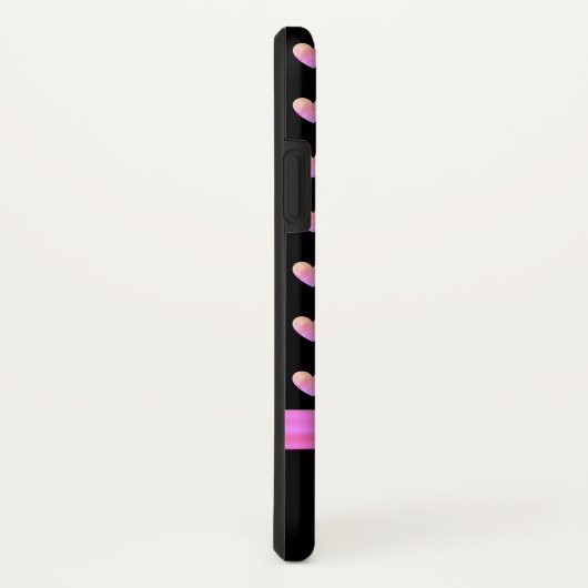 Coques Case-Mate iPhone Coeurs roses, ruban et calligraphie sur noir (Dos/Droite)