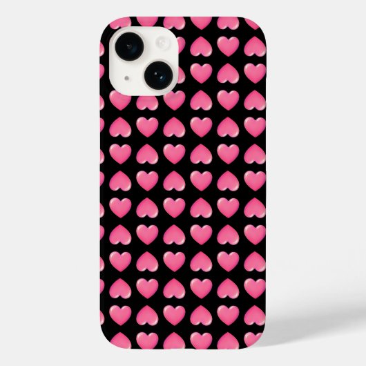 Coques Case-Mate iPhone Coeurs roses sur Noir (Verso)