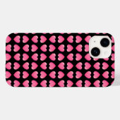 Coques Case-Mate iPhone Coeurs roses sur Noir (Verso (horizontal))
