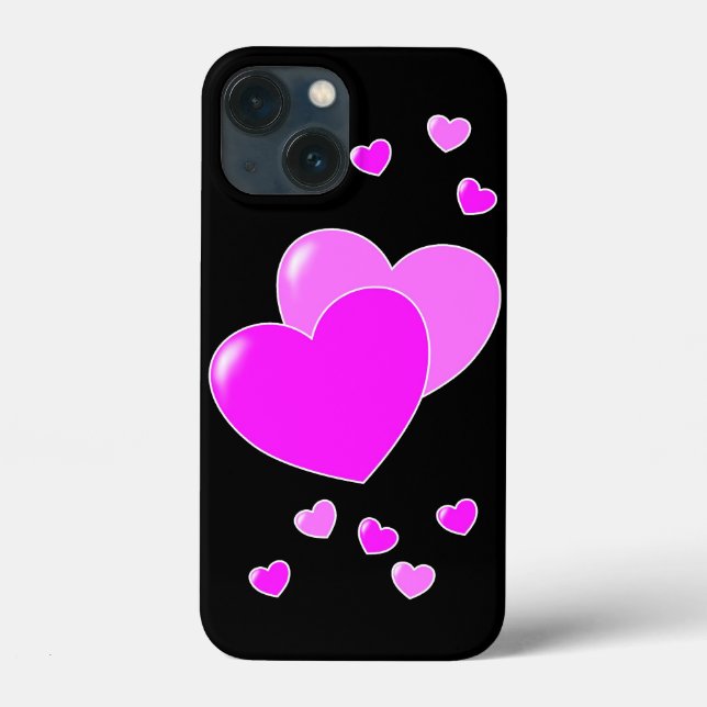 Coques Case-Mate iPhone Coeurs roses sur Noir - mignon (Verso)