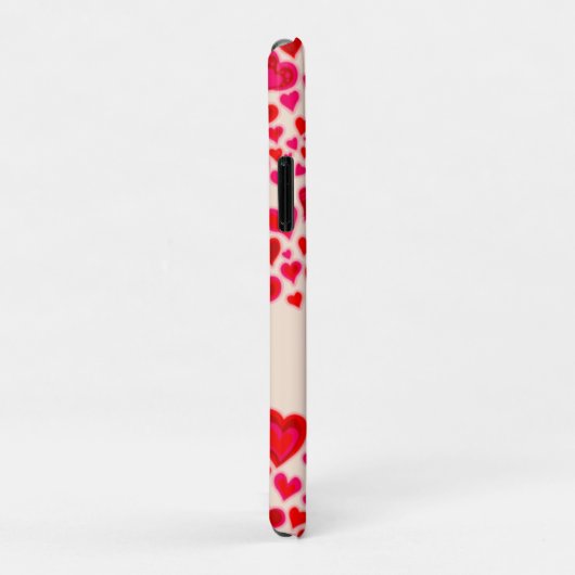 Coques Case-Mate iPhone Coeurs rouge rose chaud & nom crème (Dos/Droite)