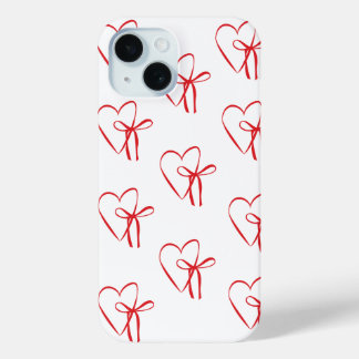 Coque Pour iPhone 15 cœurs rouges