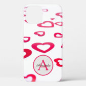 Coques Case-Mate iPhone Coeurs rouges de Valentine moderne avec monogramme (Verso)