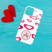 Coques Case-Mate iPhone Coeurs rouges de Valentine moderne avec monogramme