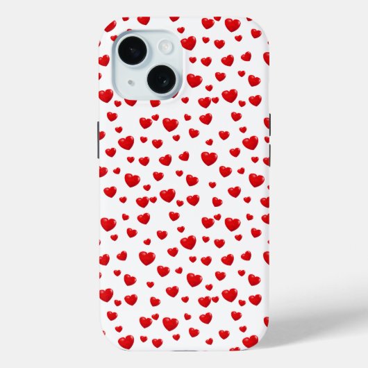 Coques Case-Mate iPhone Coeurs rouges éparpillés sur blanc (Verso)
