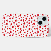 Coques Case-Mate iPhone Coeurs rouges éparpillés sur blanc (Verso (horizontal))