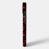 Coques Case-Mate iPhone Coeurs rouges éparpillés sur le noir (Verso / Gauche)