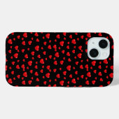 Coques Case-Mate iPhone Coeurs rouges éparpillés sur le noir (Verso (horizontal))