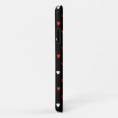 Coques Case-Mate iPhone Cœurs rouges et blancs sur fond noir (Dos/Droite)