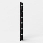 Coques Case-Mate iPhone Cœurs rouges et blancs sur fond noir (Dos/Gauche)