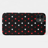 Coques Case-Mate iPhone Cœurs rouges et blancs sur fond noir (Dos (Horizontal))