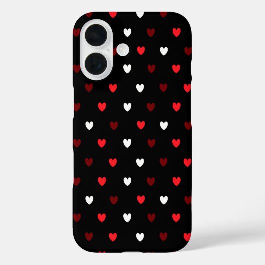 Coques Case-Mate iPhone Cœurs rouges et blancs sur fond noir (Verso)