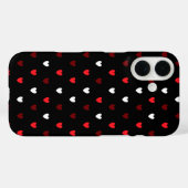 Coques Case-Mate iPhone Cœurs rouges et blancs sur fond noir (Verso (horizontal))