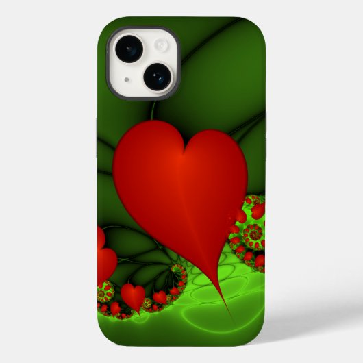 Coques Case-Mate iPhone Coeurs rouges Lime vert Moderne Art Abstrait fract (Verso)