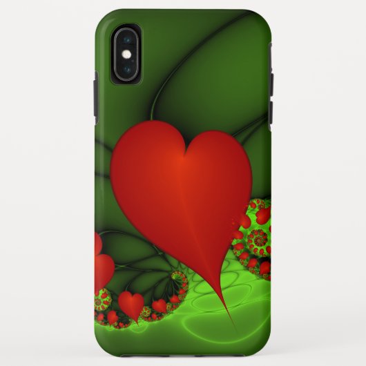 Coques Case-Mate iPhone Coeurs rouges Lime vert Moderne Art Abstrait fract (Dos)