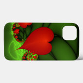Coques Case-Mate iPhone Coeurs rouges Lime vert Moderne Art Abstrait fract (Verso (horizontal))