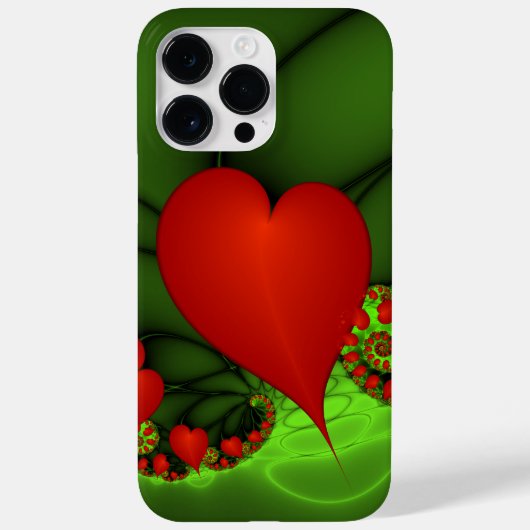 Coques Case-Mate iPhone Coeurs rouges Lime vert Moderne Art Abstrait fract (Verso)
