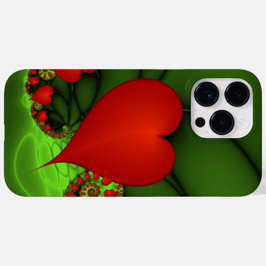 Coques Case-Mate iPhone Coeurs rouges Lime vert Moderne Art Abstrait fract (Verso (horizontal))