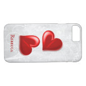 Coques Case-Mate iPhone Coeurs rouges personnalisés (Dos (Horizontal))