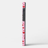Coques Case-Mate iPhone cœurs rouges sur fond rose (Verso / Gauche)