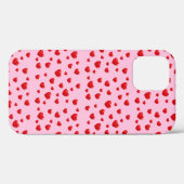 Coques Case-Mate iPhone cœurs rouges sur fond rose (Verso (horizontal))