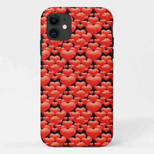 Coques Case-Mate iPhone Coeurs rouges sur noir (Dos)