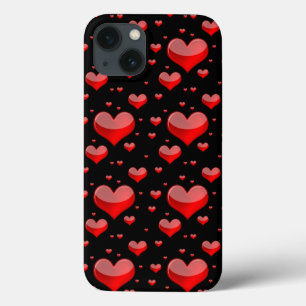 Coques Pour iPhone Coeurs rouges tombants (Vous Choisissez Couleur Ar
