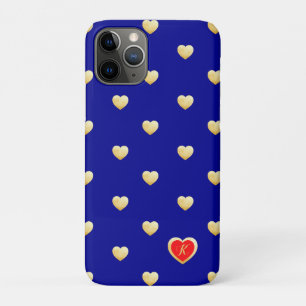 Case-Mate iPhone Case Coeurs Royal Bleu Or Monogrammes sur Couleur Solid