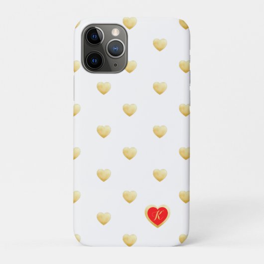 Coques Case-Mate iPhone Coeurs royales d'or blanc monogrammes sur couleur (Dos)