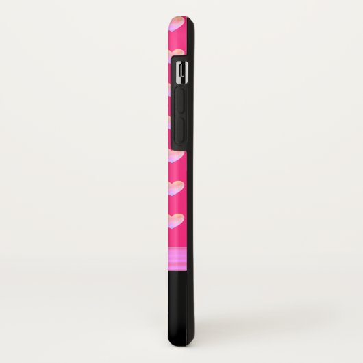 Coques Case-Mate iPhone Coeurs, ruban rose et calligraphie sur noir (Dos/Gauche)