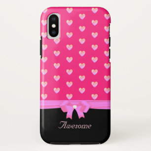 Case-Mate iPhone Case Cœurs, ruban sur rose et calligraphie sur noir